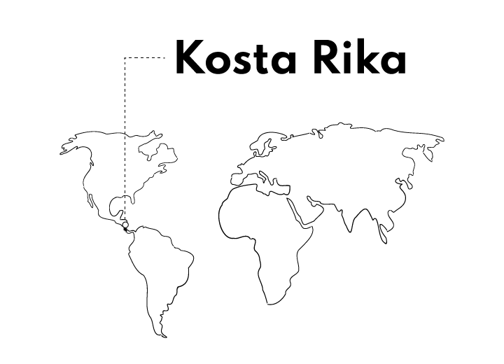 Kostarikas kafijas izcelsmes karte